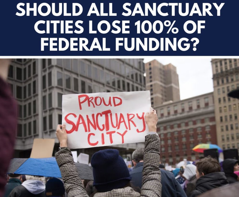 Karoline Leavitt Daily News Sharing (@whleavitt) on Twitter photo Should all sanctuary cities lose 100% of federal funding? 
I vote “yes”
How about you? Should all sanctuary cities lose 100% of federal funding? 
I vote “yes”
How about you?