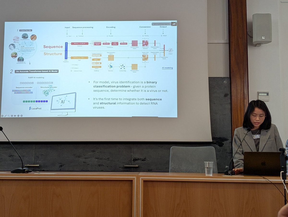 RdRp Summit (@rdrp_summit) on Twitter photo Unravelling the viral dark matter! Our first keynote speaker Xin Hou (<a href="/XinHou149764/">Xin Hou @xinhou.bsky.social</a>) works with transformer-based AI models for structural prediction, helping detect highly divergent RNA viruses! Unravelling the viral dark matter! Our first keynote speaker Xin Hou (<a href="/XinHou149764/">Xin Hou @xinhou.bsky.social</a>) works with transformer-based AI models for structural prediction, helping detect highly divergent RNA viruses!