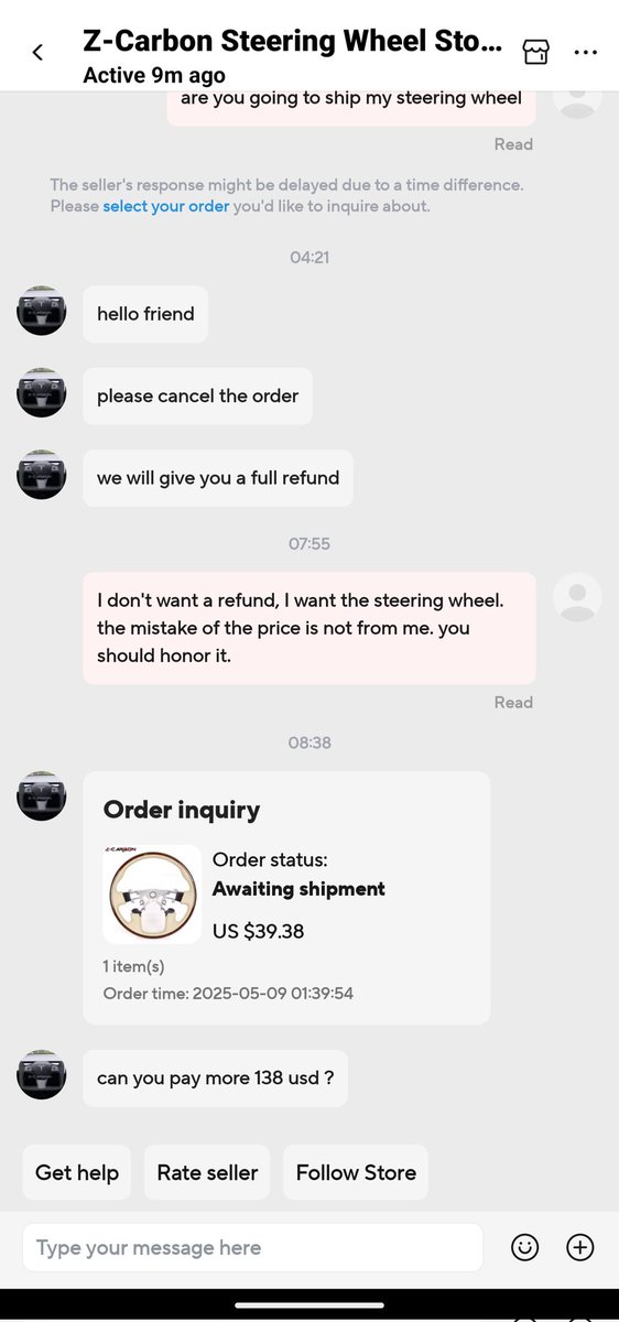 AlEssaAliAM's tweet photo. @AliExpress_EN why the seller in AliExpress can play with us without any consequences. They refuse to ship unless we pay more. https://t.co/gE3r2egbNM