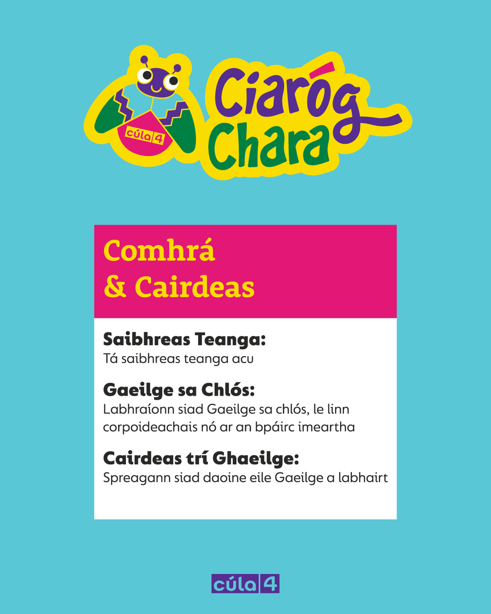 Cula4_TG4's tweet image. A Mhúinteoirí,
Tá tionscnamh suaitheantais nua, 'Ciaróg Chara' á sheoladh againn chun Cainteoirí Gaeilge Óga a Cheiliúradh!! 🪲🥳
Is féidir le scoileanna rannpháirteacha a n-ábhar Ciaróg Chara a iarraidh ó Cúla4 trí ríomhphost a sheoladh chuig cula4@tg4.ie 🙌🌈