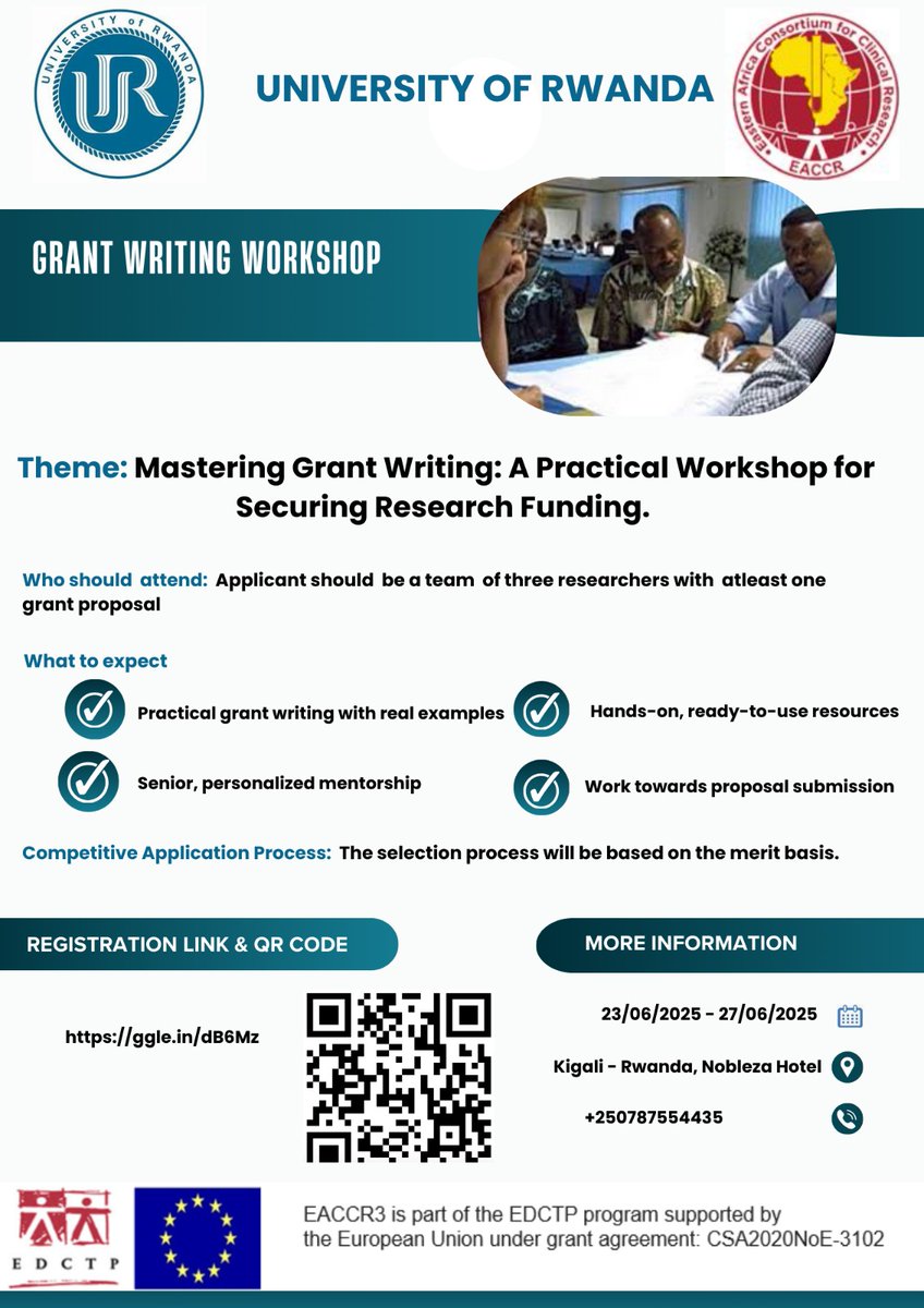 UNITED For Health (@unitedforhealt1) on Twitter photo π’ Apply now!
Join our Grant Writing Workshop π
Kigali | π
23β27 June 2025
β
Hands-on training
β
Expert mentorship
β
Proposal submission support π ggle.in/dB6Mz
#ResearchFunding #GrantWriting #EACCR3 <a href="/EACCR2/">Eastern Africa Consortium for Clinical Research</a> <a href="/stefaninkigali/">Stefan Jansen, MSc, PhD</a> <a href="/UCmhs/">UR-CMHS</a> <a href="/MHB_Research/">MHB Research Group</a> π’ Apply now!
Join our Grant Writing Workshop π
Kigali | π
23β27 June 2025
β
Hands-on training
β
Expert mentorship
β
Proposal submission support π ggle.in/dB6Mz
#ResearchFunding #GrantWriting #EACCR3 <a href="/EACCR2/">Eastern Africa Consortium for Clinical Research</a> <a href="/stefaninkigali/">Stefan Jansen, MSc, PhD</a> <a href="/UCmhs/">UR-CMHS</a> <a href="/MHB_Research/">MHB Research Group</a>