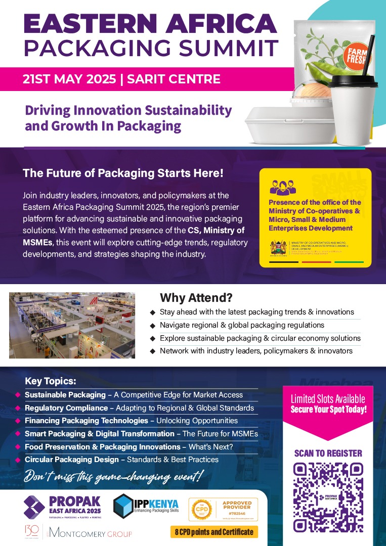 Big things are coming to Nairobi!
The Eastern Africa Packaging Summit 2025 lands on May 21st at the Sarit Expo Centre!

Join global experts for game-changing conversations on:
#SustainablePackaging | #ExportCompliance | #SmartPackaging

Read more: ioppk.com/latest-event/