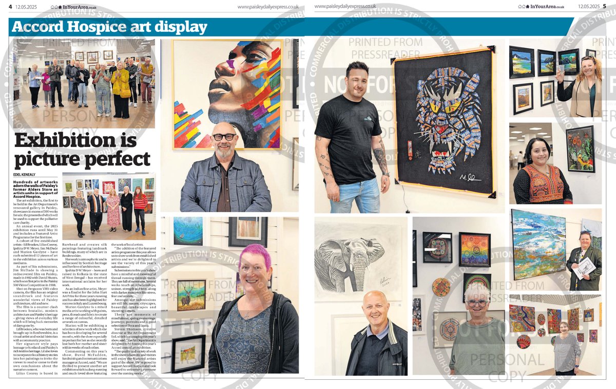 Lovely bit of Paisley Express coverage today for <a href="/accordhospice/">ACCORD Hospice</a> Art Exhibition running at Allders 10-2 Causyeside St to 30th May.  See it if you can and support care in the community. <a href="/artdeptpaisley/">artdeptpaisley</a>