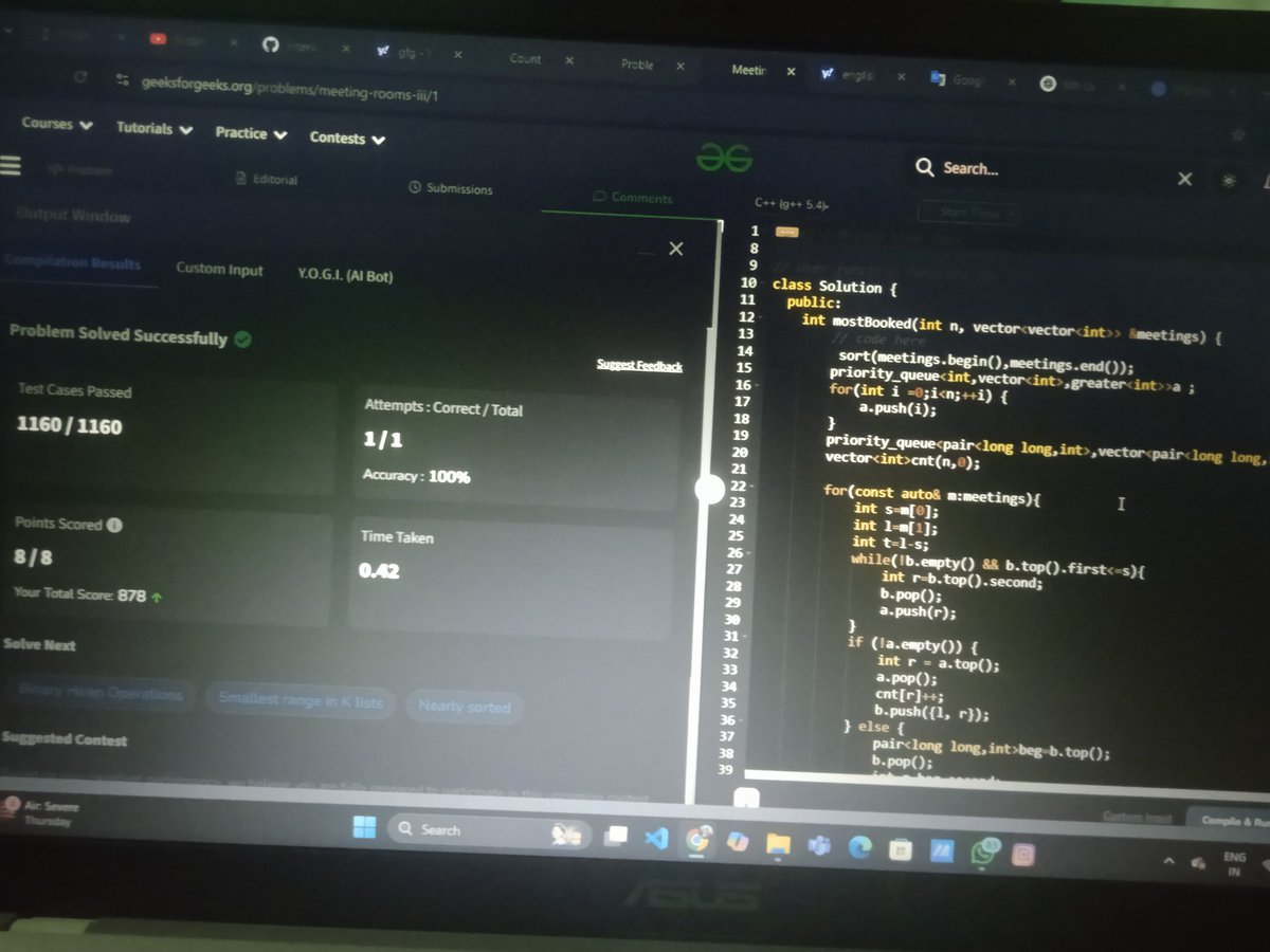 Jatin_lifo82's tweet image. ☀Day 132 👨💻 .
Solve @geeksforgeeks || @LeetCode POTD CPP⚡.
Question LC 2094. Finding 3- Digit Even Numbers. Easy✅
Question GFG. Meeting Rooms III. ✅.
#LeetCode #geekforgeeks #DSA #POTD
#coding #Challenge @LeetCode @geeksforgeeks