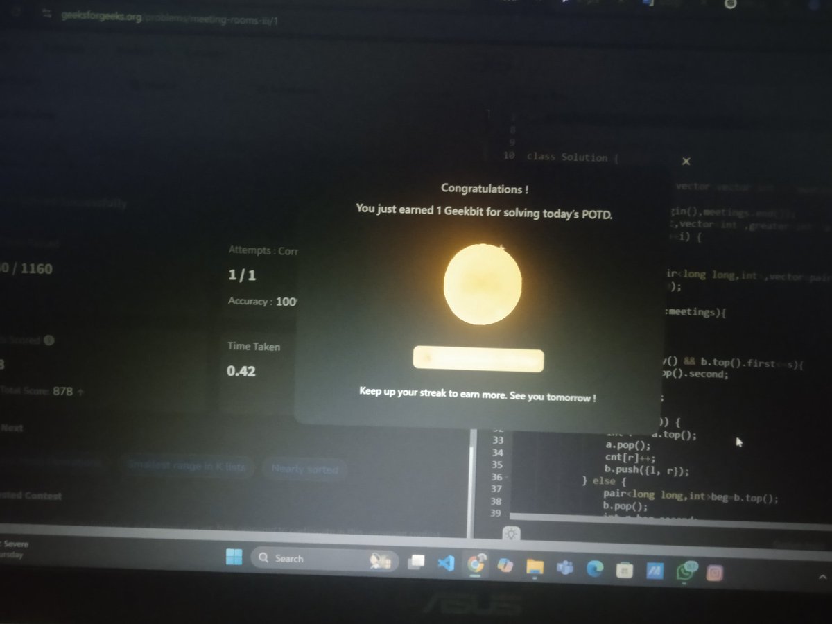 Jatin_lifo82's tweet image. ☀Day 132 👨💻 .
Solve @geeksforgeeks || @LeetCode POTD CPP⚡.
Question LC 2094. Finding 3- Digit Even Numbers. Easy✅
Question GFG. Meeting Rooms III. ✅.
#LeetCode #geekforgeeks #DSA #POTD
#coding #Challenge @LeetCode @geeksforgeeks