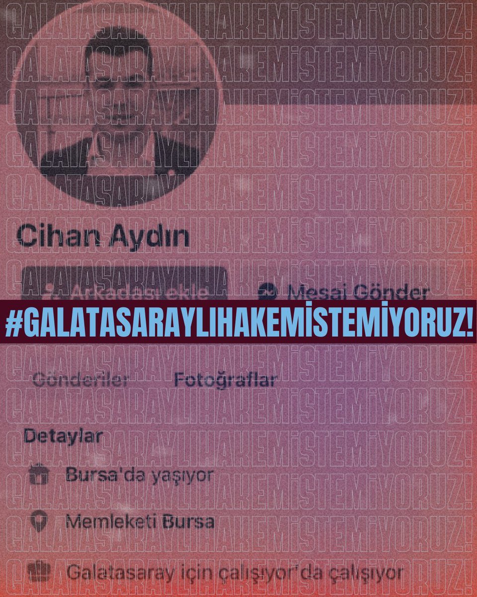 Galatasaray için çalışıyor!

#GalatasaraylıHakemİSTEMİYORUZ