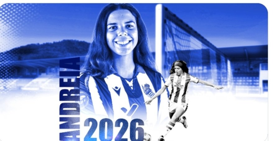 Andrea Jacinto renueva con la <a href="/RealSociedadFEM/">Real Sociedad Femenino</a> hasta 30 de junio de 2026

Enhorabuena Andreia