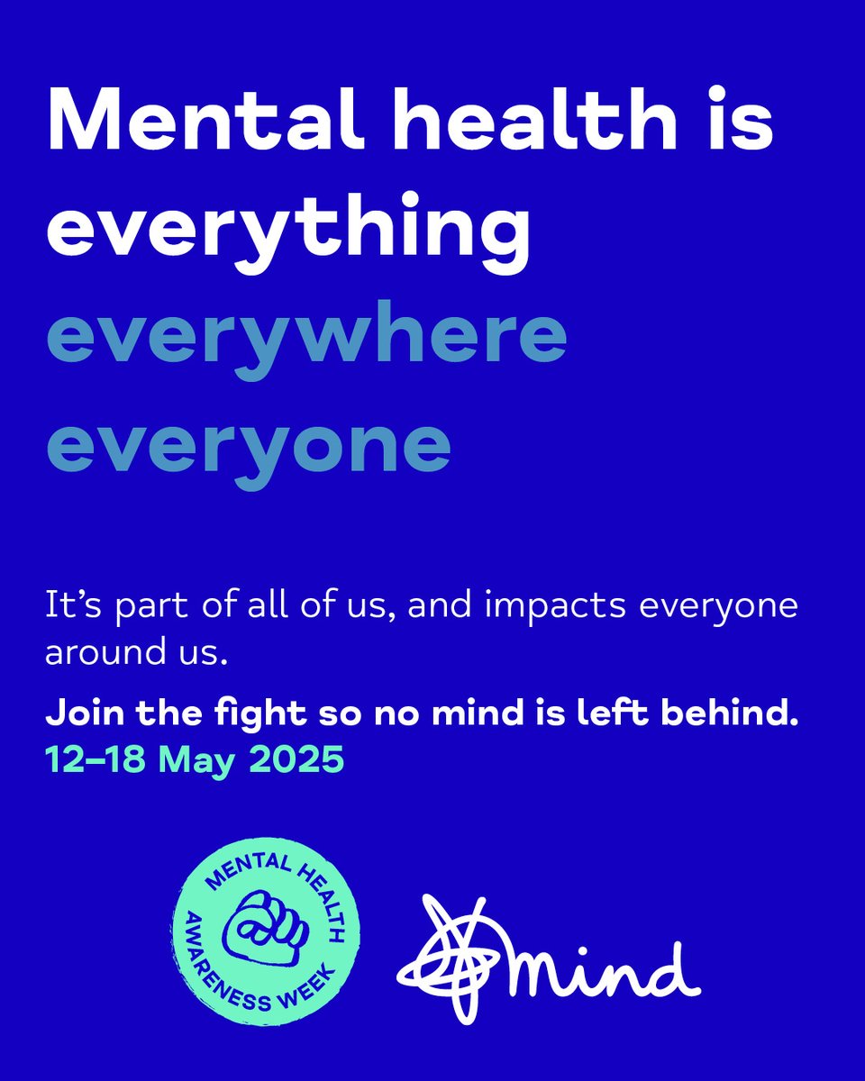 Today marks the start of #MentalHealthAwarenessWeek 2025 📆

#MentalHealth is more than just a small part of our lives. It’s connected to every little thing we do, every place we go and every person around us.

Need support? Reach out 📲

🔗 mind.org.uk