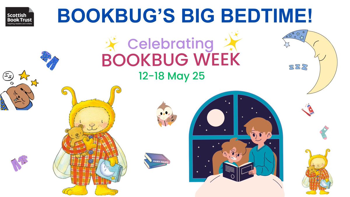 OrkneyLibrary's tweet image. It&apos;s #BookbugWeek 2025 and the theme is BOOKBUG&apos;S BIG BEDTIME! 
Come along to this week&apos;s Bookbug session in your jammies - teddies are welcome! There will be colouring in, a Bookbug hunt and more!
It&apos;s FREE but booking is required through Eventbrite at:
 eventbrite.co.uk/e/bookbug-tick…