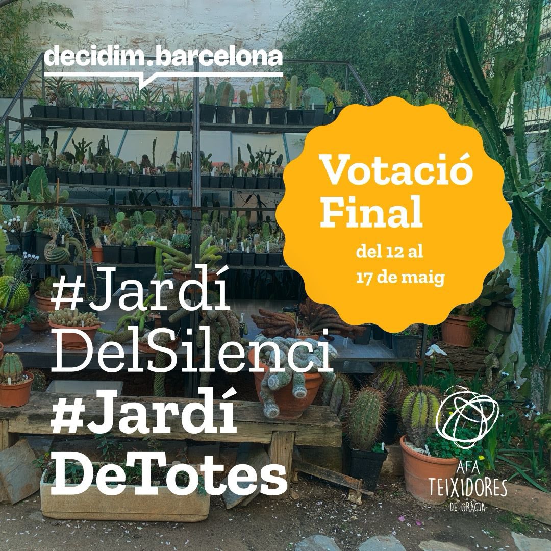Votem en els pressupostos participatius de <a href="/decidimbcn/">decidimbcn</a> aquesta proposta d'<a href="/afateixidoresg/">AFA Escola Teixidores de Gràcia</a> que demana inversió pública en el Jardí del Silenci per fer-lo més accessible i obert al barri. #jardídelsilenci #unjardíperatothom #gràcia #gràciavota 

decidim.barcelona/processes/pres…