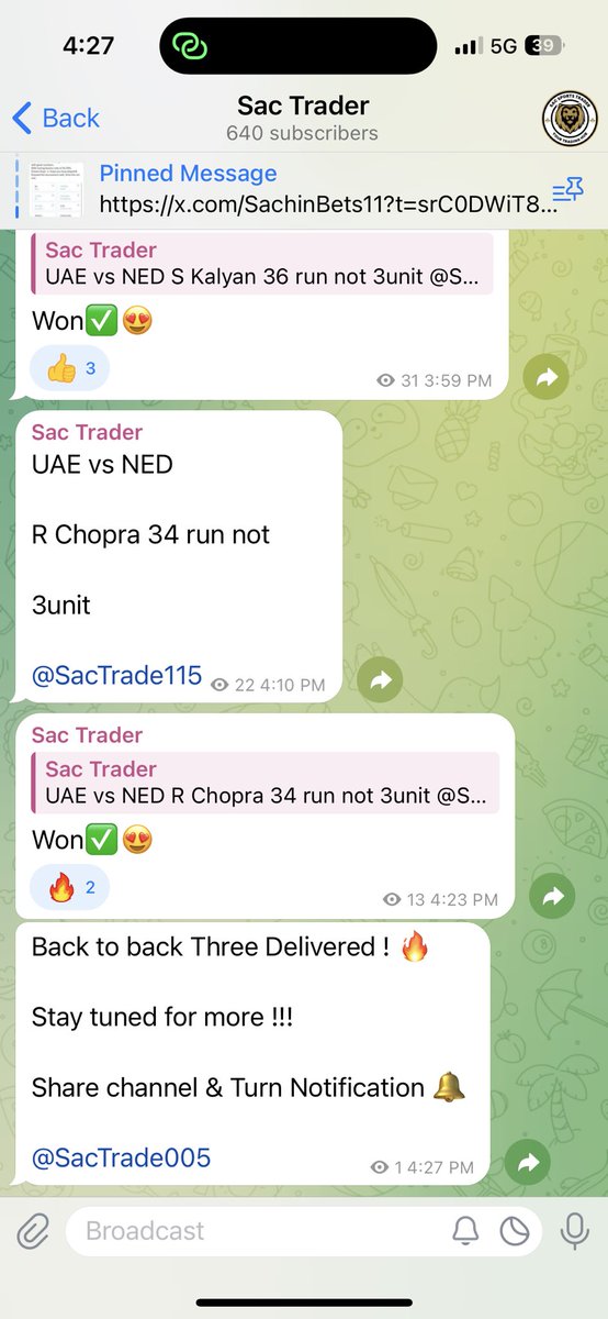 SachinT115's tweet photo. We are on fire in Telegram !
Played 3 Bet in Current #NEDvUAE , won all three !
Join Telegram Channel now !!
#CricketTwitter | #NEDvUAE | #GamblingTwitter https://t.co/lz3Juo7nAi
