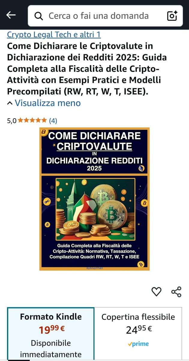 🚨🚨È uscito su Amazon il nostro nuovo LIBRO📚: 
-COME DICHIARARE LE CRIPTOVALUTE IN DICHIARAZIONE DEI REDDITI 2025

➡️Guida completa alla fiscalità Crypto e NFT con:
✅️Esempi pratici 
✅️Modelli precompilati
➡️CONCORSO: Like❤️+ RT🔄 per vincere una copia gratuita!!🚀
1/4