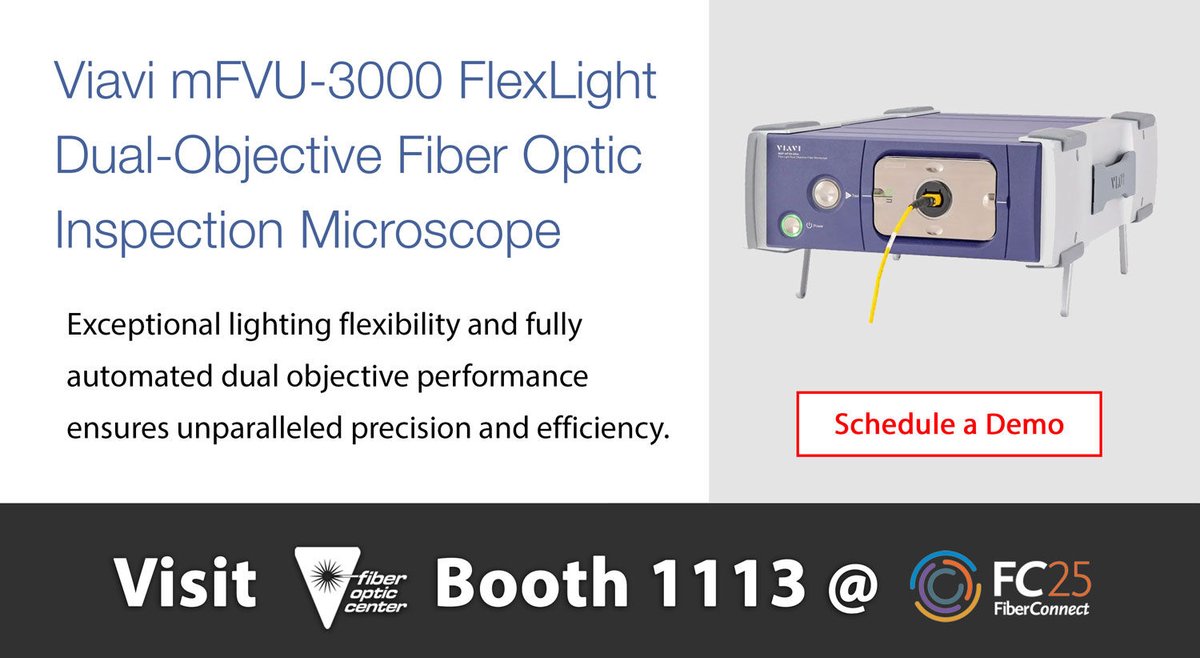 The Viavi mFVU-3000 FlexLight Dual-Objective Connector Microscope sets a new standard in optical interface inspection.

Schedule a demo at booth 1113 during #FC25: bit.ly/44elKQD 

Not attending #FiberConnect25? Request a quote: bit.ly/4lICupg