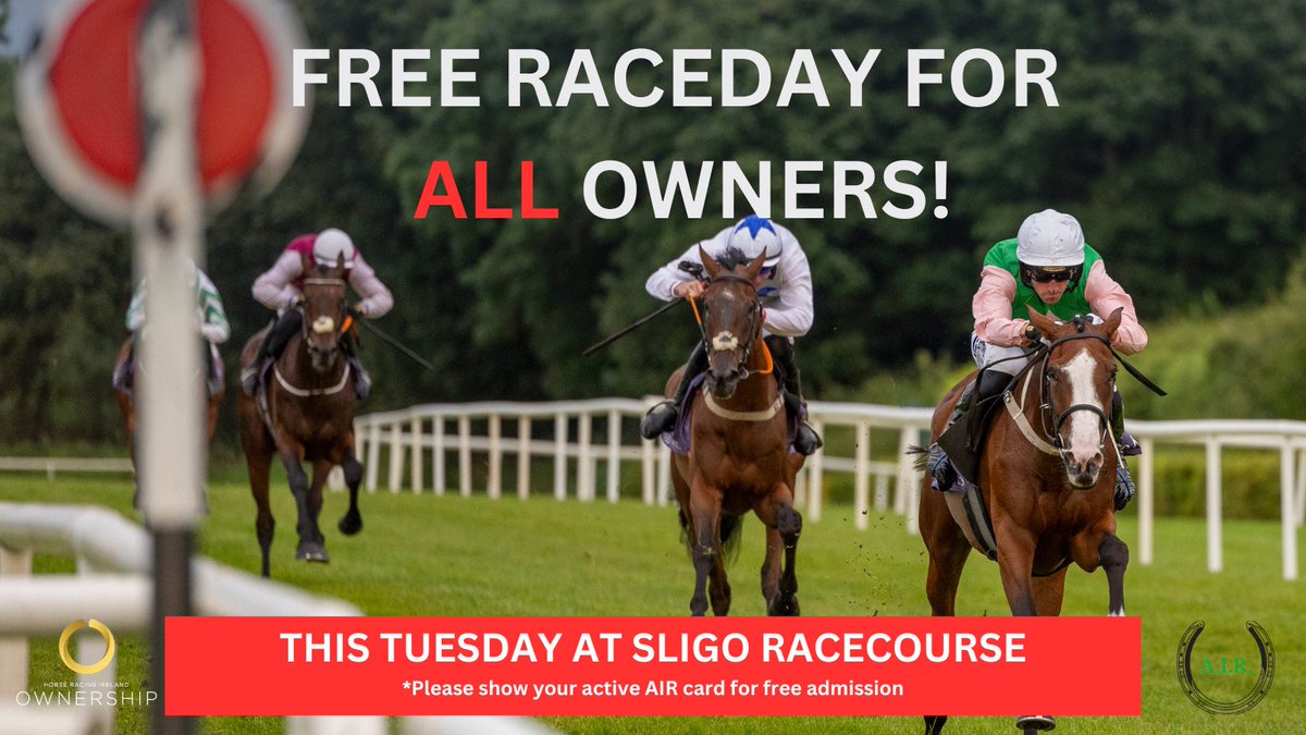 FREE race day for all owners at Sligo Racecourse 💫

You don't need to have a runner, simply present your active AIR card this Tuesday, 13th May to gain free entry.

#OwnTheMoment