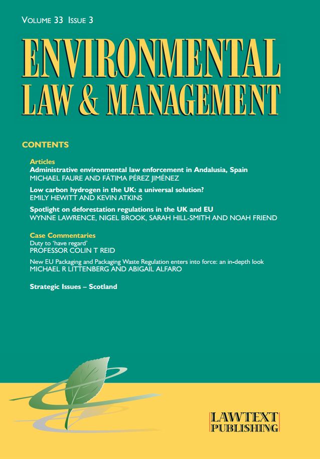 Lawtext Publishing Limited (@lawtextpub) on Twitter photo ELM Vol 33 Issue 3 – lawtext.com
Administrative environmental law enforcement in Andalusia, Spain
Faure and Jimenez
#ELM <a href="/erasmusuni/">Erasmus University</a> <a href="/InfoUMA/">Universidad de Málaga</a> #adminlaw #environmentcrimedirective #autonomousregions #environmentallaw #environmentalregulation ELM Vol 33 Issue 3 – lawtext.com
Administrative environmental law enforcement in Andalusia, Spain
Faure and Jimenez
#ELM <a href="/erasmusuni/">Erasmus University</a> <a href="/InfoUMA/">Universidad de Málaga</a> #adminlaw #environmentcrimedirective #autonomousregions #environmentallaw #environmentalregulation
