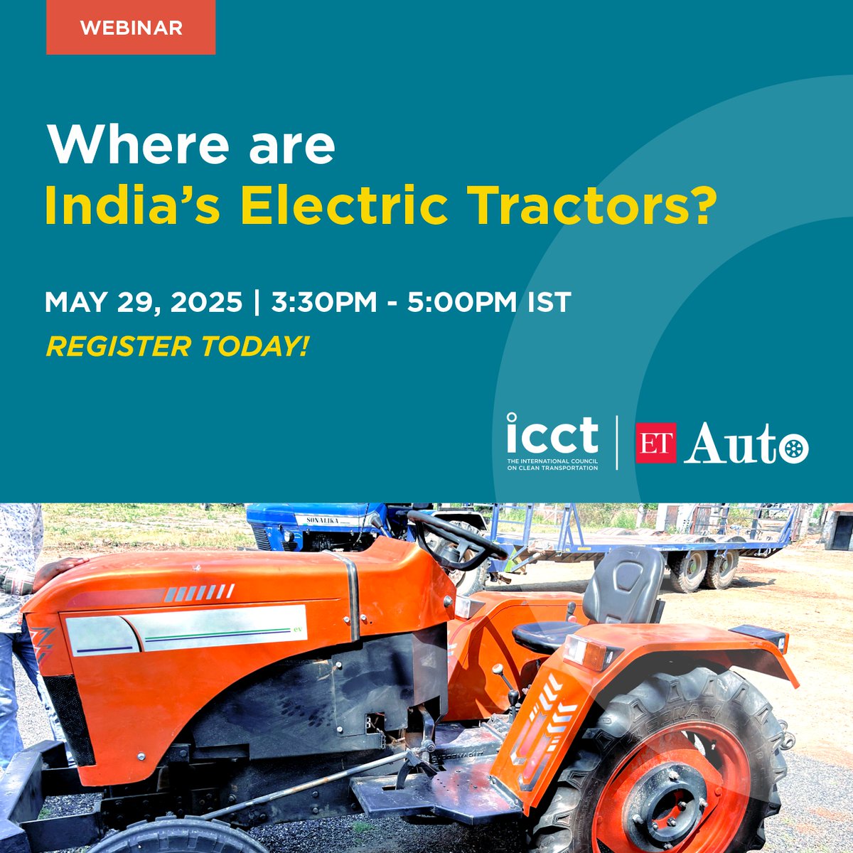 TheICCT_India (@theicct_india) on Twitter photo ๐Only 16 out of 8 lakh agri #tractors in India are electric
In our upcoming #webinar in partnership with <a href="/ETAuto/">ET Auto</a> , we will discuss "where are the #ElectricTractors in India? Who is making them & if they are ready to serve Indiaโs #agricultural demands?
us06web.zoom.us/webinar/registโฆ ๐Only 16 out of 8 lakh agri #tractors in India are electric
In our upcoming #webinar in partnership with <a href="/ETAuto/">ET Auto</a> , we will discuss "where are the #ElectricTractors in India? Who is making them & if they are ready to serve Indiaโs #agricultural demands?
us06web.zoom.us/webinar/registโฆ