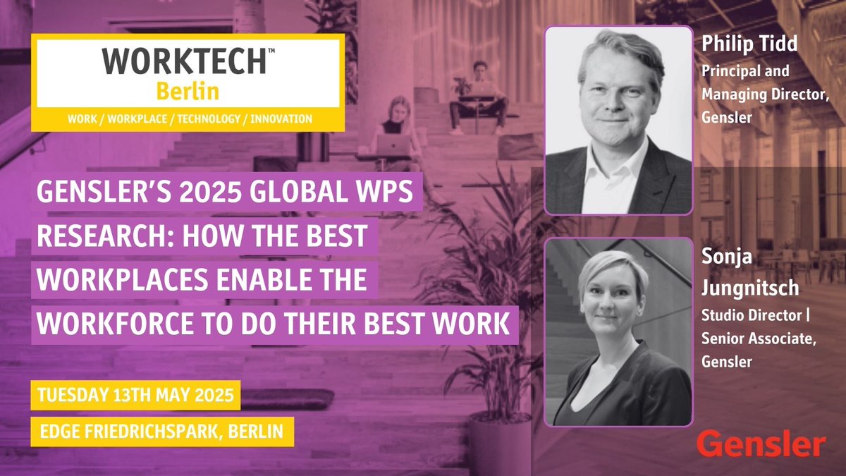 Join Gensler's Philip Tidd and Sonja Jungnitsch at WORKTECH Berlin on May 13 for their presentation on how the best workplaces enable the workforce to do their best work! #FutureOfWork #Gensler2025 <a href="/WORKTECHAcademy/">WORKTECH Academy</a> 
worktechevents.com/events/worktec…