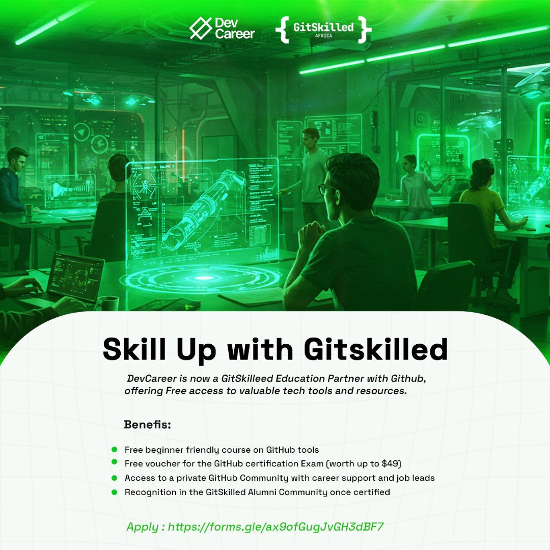 dev_careers's tweet image. We’re thrilled to announce that DevCareer is now officially a GitSkilled Education Partner in collaboration with GitHub! 

This partnership is designed to empower students, early career professionals, and career switchers by providing FREE access to tools and resources that will…