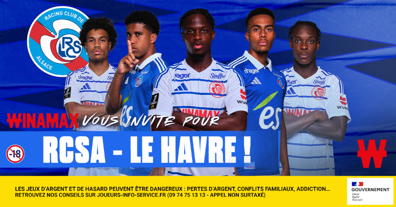 ⚽️ 2 packs VIP (visite du stade, accueil des joueurs, salon VIP et places bord terrain) à gagner pour <a href="/RCSA/">Racing Club de Strasbourg Alsace</a> - Le Havre, samedi 17/05 à 21h !

🎁 Pour participer : retweetez ce tweet, suivez <a href="/WinamaxSport/">Winamax Sport 🔞</a> et répondez avec votre pseudo Winamax.

👉 Tirage au sort à 17h00 !