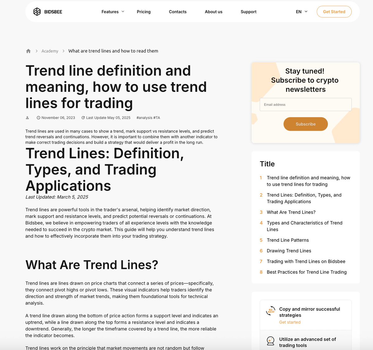 Bidsbee (@bidsbees) on Twitter photo π Want to trade smarter? Master trend lines β the foundation of technical analysis.
π Learn how to:
βοΈSpot support & resistance
βοΈTrade uptrends, downtrends & breakouts
βοΈAvoid bull/bear traps
βοΈUse trend lines with bots on Bidsbee
π Full guide here: bidsbee.com/academy/what-aβ¦ π Want to trade smarter? Master trend lines β the foundation of technical analysis.
π Learn how to:
βοΈSpot support & resistance
βοΈTrade uptrends, downtrends & breakouts
βοΈAvoid bull/bear traps
βοΈUse trend lines with bots on Bidsbee
π Full guide here: bidsbee.com/academy/what-aβ¦