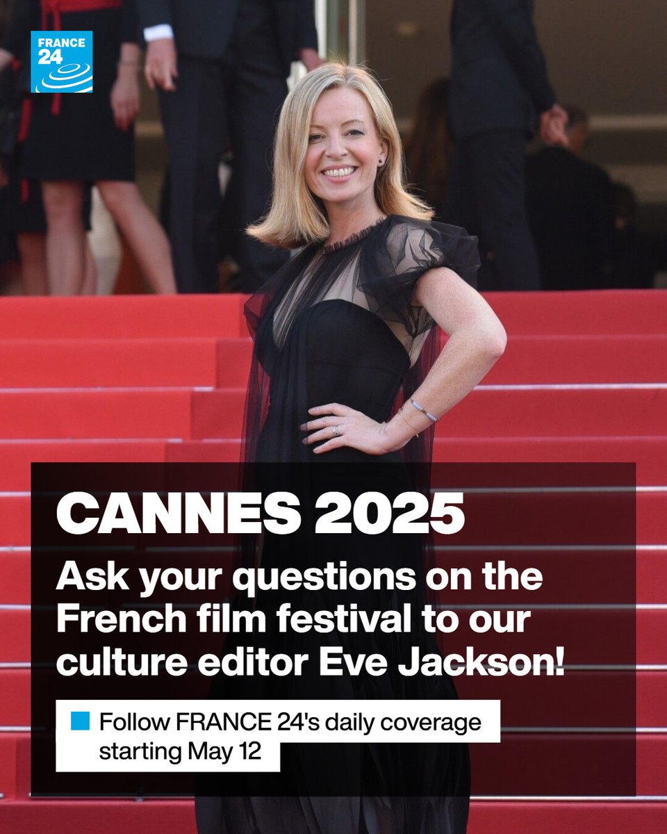 FRANCE 24 English (@france24_en) on Twitter photo 🎬 Movie lovers, gather up!
🎤 Our culture editor <a href="/evelinginparis/">Eve Jackson</a> will be at the #CannesFilmFestival to finger the pulse.
Ask her all your questions on our social media accounts, and plug in to <a href="/Artsf24/">arts24 – France 24</a> to watch our daily coverage until May 24 🍿
#Cannes2025 #FestivaldeCannes 🎬 Movie lovers, gather up!
🎤 Our culture editor <a href="/evelinginparis/">Eve Jackson</a> will be at the #CannesFilmFestival to finger the pulse.
Ask her all your questions on our social media accounts, and plug in to <a href="/Artsf24/">arts24 – France 24</a> to watch our daily coverage until May 24 🍿
#Cannes2025 #FestivaldeCannes