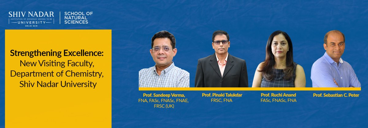 School of Natural Sciences, Shiv Nadar University (@snu_natscience) on Twitter photo #WelcomePost๐
We are thrilled to welcome four renowned scientists as #VisitingFaculty members to the Department of Chemistry, SNU! โจ
Profs. Sandeep Verma, Pinaki Talukdar, Ruchi Anand & Sebastian C. Peter
snu.edu.in/news/the-schooโฆ
<a href="/Sandeep_1966/">Sandeep Verma (เคธเฅเคตเคฐ)</a> #WelcomePost๐
We are thrilled to welcome four renowned scientists as #VisitingFaculty members to the Department of Chemistry, SNU! โจ
Profs. Sandeep Verma, Pinaki Talukdar, Ruchi Anand & Sebastian C. Peter
snu.edu.in/news/the-schooโฆ
<a href="/Sandeep_1966/">Sandeep Verma (เคธเฅเคตเคฐ)</a>