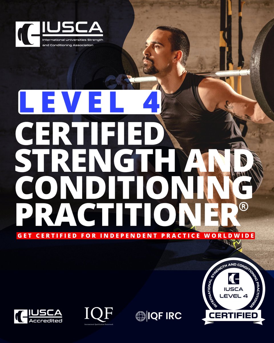 Become an IUSCA IQF Level 4 Certified Strength and Conditioning Practitioner and be certified to run your own business or consultancy worldwide.

✅ Master advanced S&amp;C principles
✅ Accredited and independently regulated
✅ Internationally trademarked certification
✅ 100%