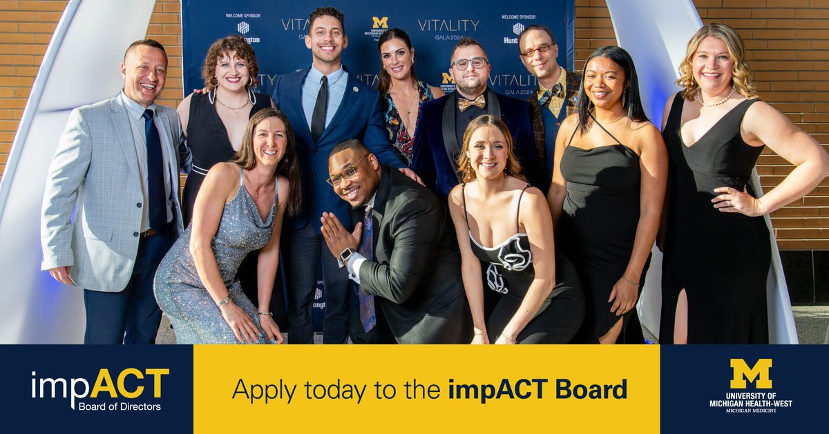 The future of healthcare needs your voice. Join the UM Health-West Foundation impACT Board and work alongside other rising professionals to support our mission. Together, we can strengthen the health of West Michigan. Apply by June 13: bit.ly/44QdEOd