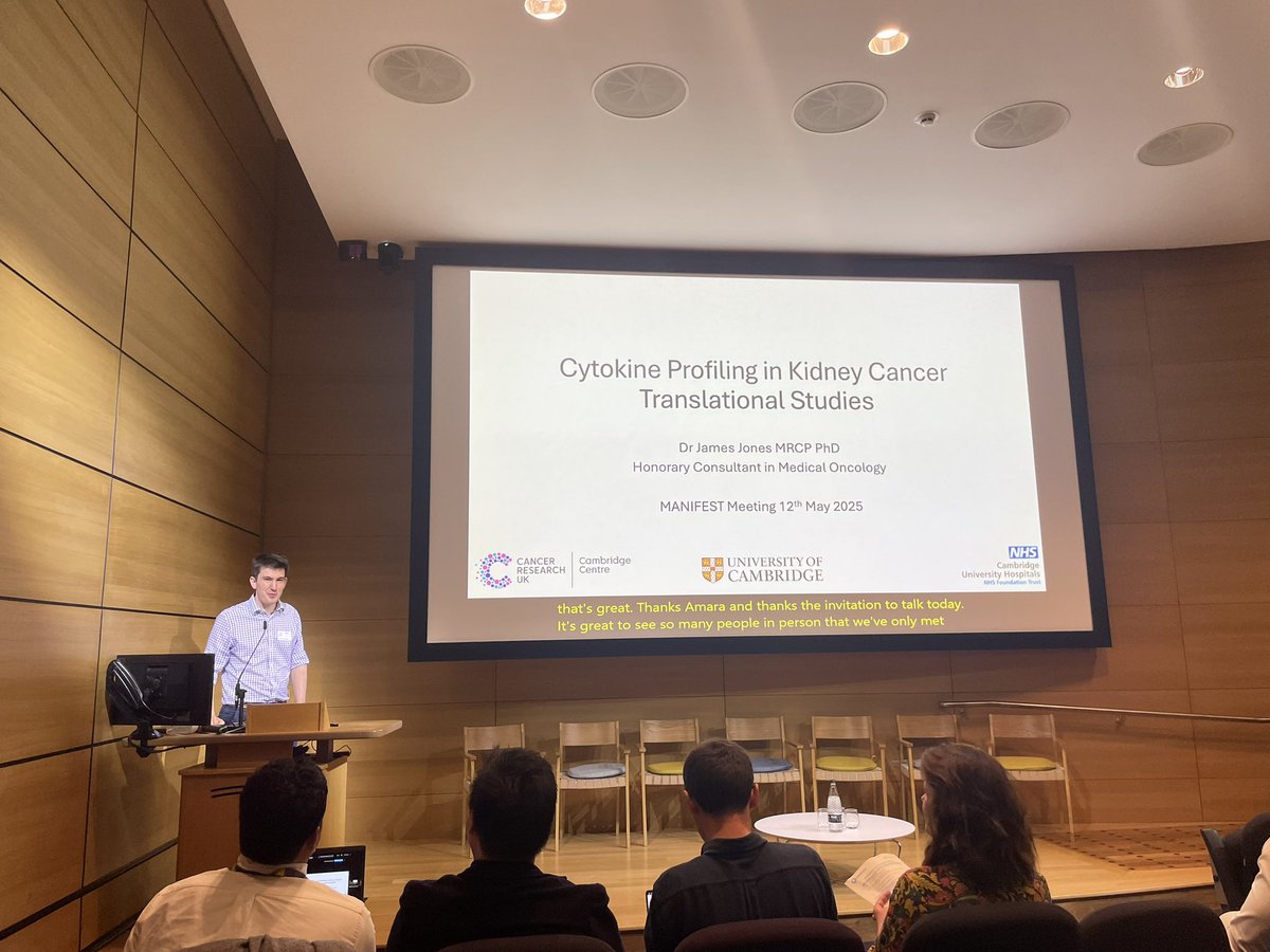 MANIFEST_CIRRP's tweet image. James Jones (@CRUK_CI) presents amazing work on “Cytokine profiling in kidney cancer translational studies” 🏥