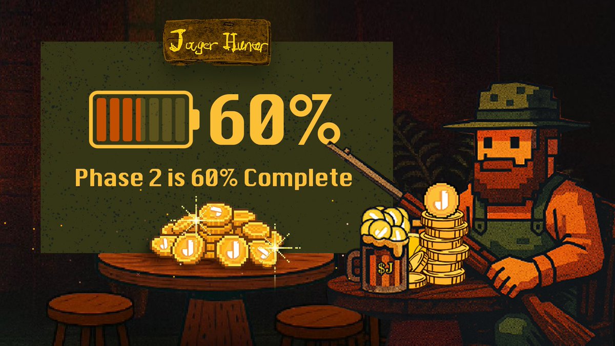 🔋Phase 2 is 60% complete now. Patience pays off. $Jager