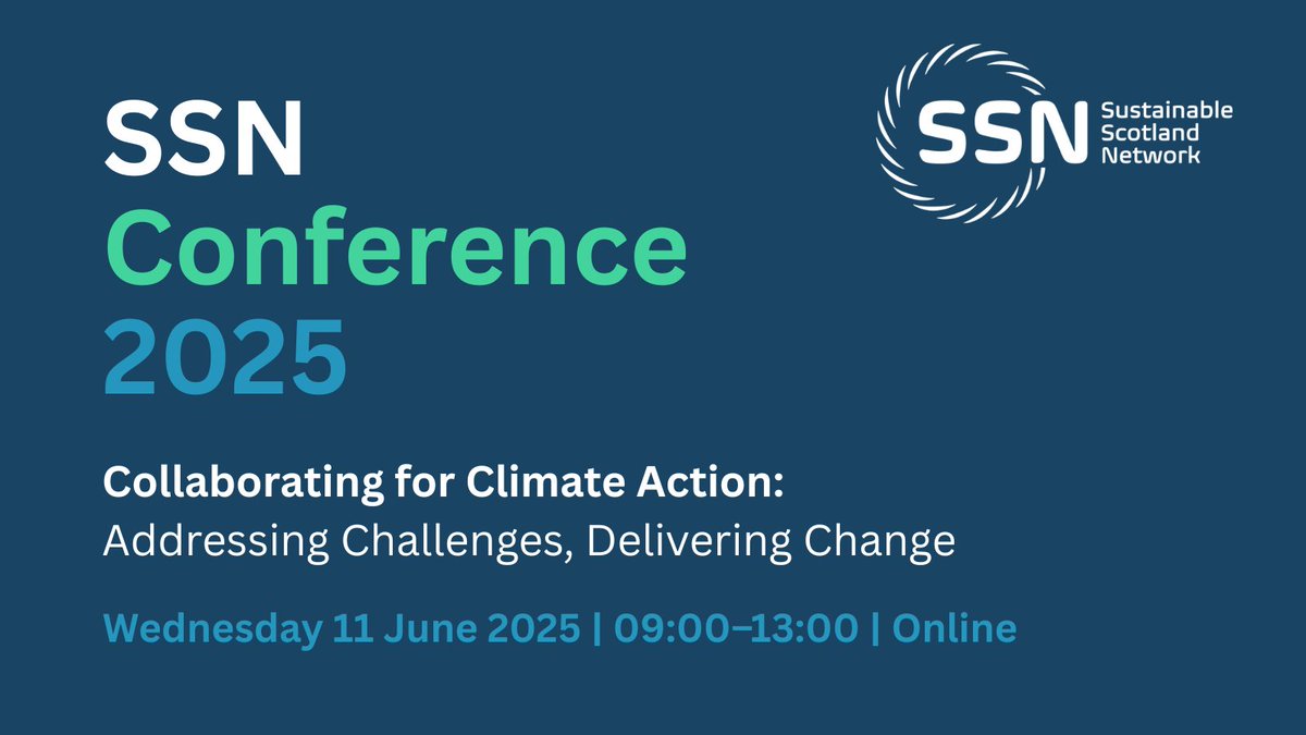 We’re back with the SSN Annual Conference on public sector climate action, taking place online on Wednesday 11 June 2025!

Join Scotland’s public sector climate leaders to tackle key challenges and shape the future of climate action. 

🔗Register now: bit.ly/3GW3xgQ