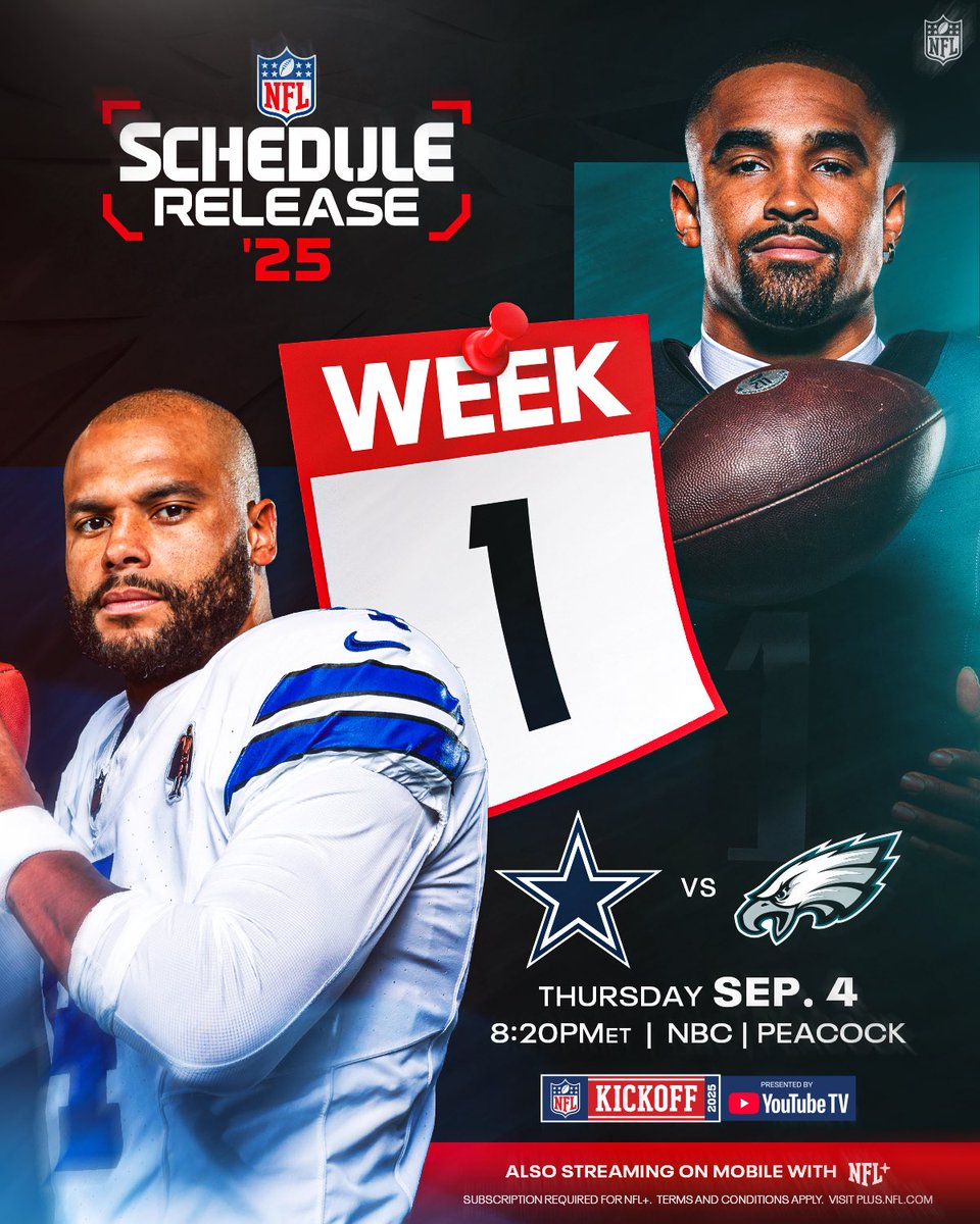 🚨 EAGLES VS. COWBOYS TO KICK OFF THE 2025 SEASON 🚨#Kickoff2025
