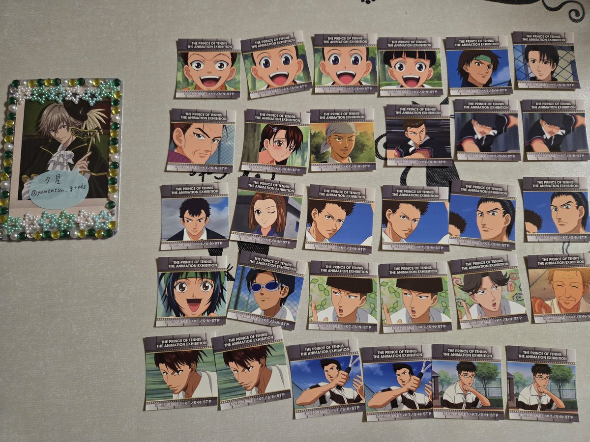 yuuzutsu_goods's tweet photo. 【交換】テニプリ展　テニスの王子様展　購入特典　ステッカー　第1弾　第3弾

譲：画像参照
求：白石、財前1、不二＞一氏1、金色1、遠山1

郵送＞5/24(土)池袋手渡し。
白石、財前、不二いずれか含むお取引のみ。
検索からでもお気軽にお声掛けください。 https://t.co/Apw0QiI9wH