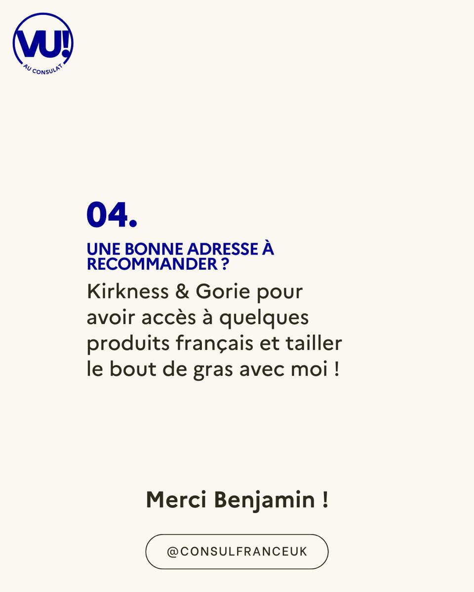 🔍 #VuAuConsulat | À la rencontre de la #diaspora 🇫🇷 du 🇬🇧

Découvrez aujourd’hui le portrait de Benjamin : « Je me suis installé en Écosse car j'ai toujours aimé ses paysages et sa qualité de vie... Même si les boulangeries 🇫🇷 me manquent terriblement ! »

Merci Benjamin. 🙏