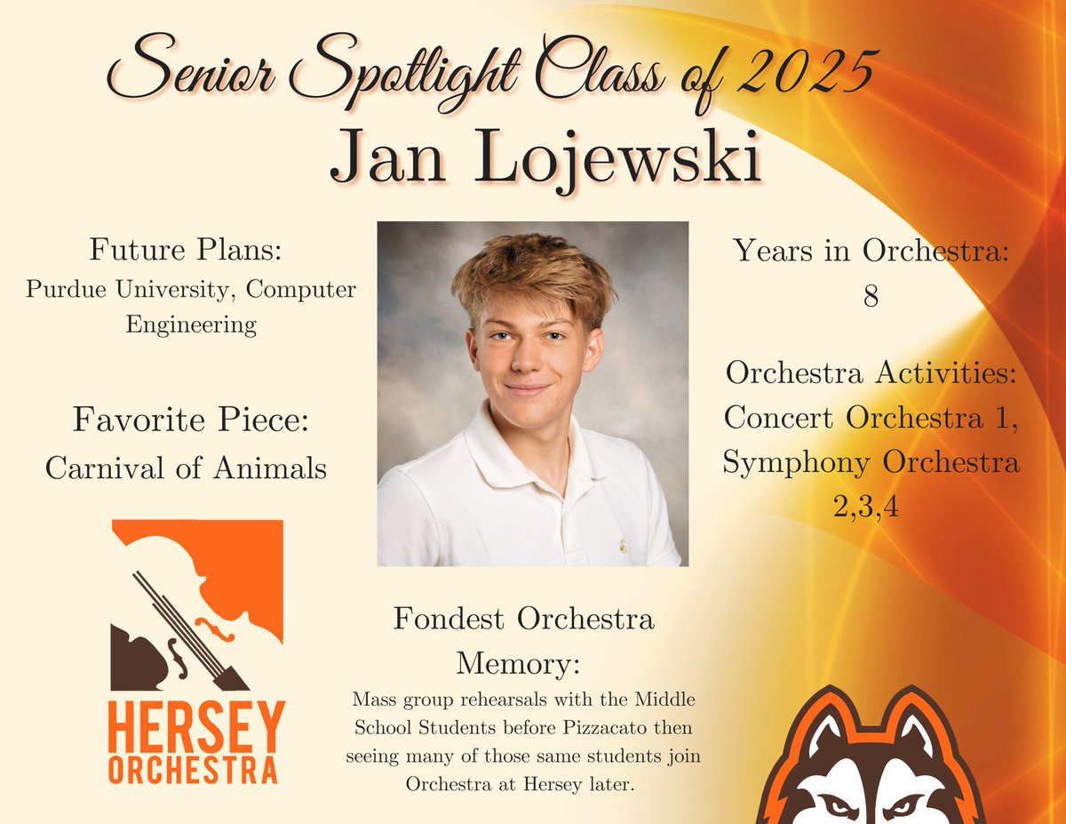 Congratulations to our next 2025 Senior Spotlight: Jan Lojewski! (Senior Bassist) We are so proud of your commitment to the Symphony orchestra.