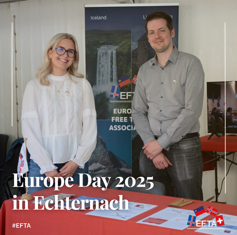 On Saturday, EFTA joined in celebrating Europe Day in Echternach. 🇪🇺🎉

At the EFTA stand the public learned about the EFTA Secretariat and enjoyed tasty snacks and drinks from the EFTA countries.