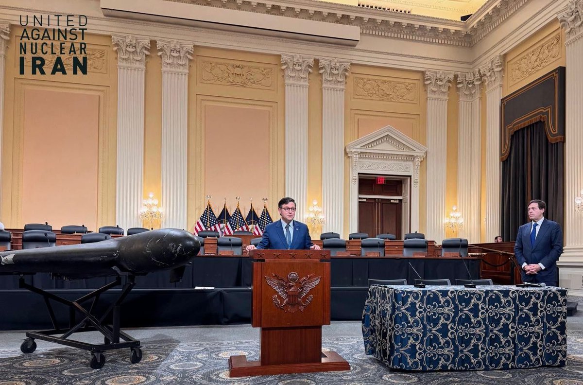 Mark Wallace (@mark_d_wallace) on Twitter photo Last Thursday, for the 1st time in U.S. history, <a href="/UANI/">UANI</a> displayed an Iranian Shahed-136 drone on Capitol Hill. U.S. lawmakers spoke and were clear: the Ayatollah’s terror weapons of mass destruction are a threat and his nuclear program must be dismantled.
unitedagainstnucleariran.com/press-releases… Last Thursday, for the 1st time in U.S. history, <a href="/UANI/">UANI</a> displayed an Iranian Shahed-136 drone on Capitol Hill. U.S. lawmakers spoke and were clear: the Ayatollah’s terror weapons of mass destruction are a threat and his nuclear program must be dismantled.
unitedagainstnucleariran.com/press-releases…