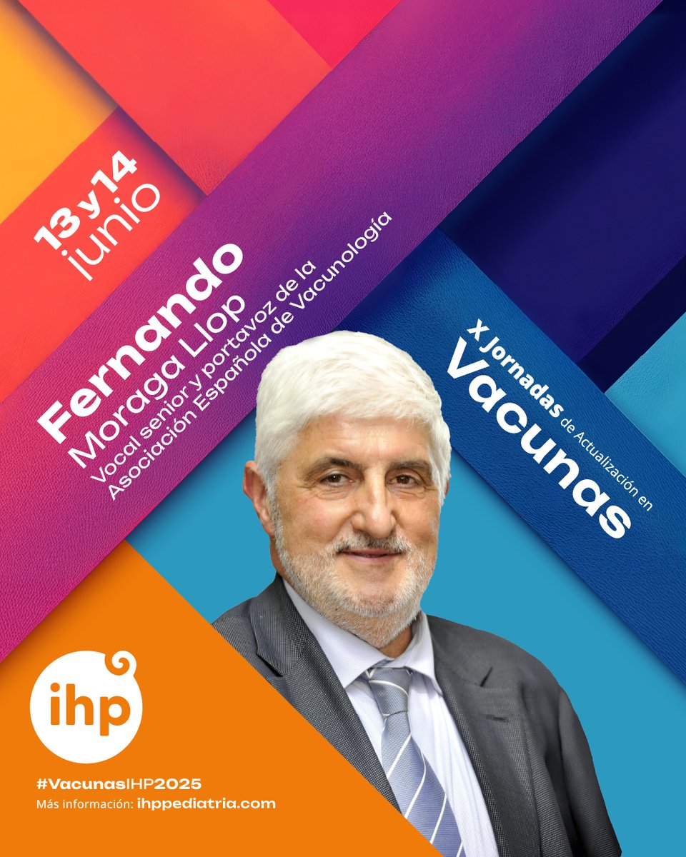 🟠 #GrupoIHP celebra el 13 y 14 de junio las X Jornadas de Actualización en Vacunas IHP 2025. Algunos de nuestros ponentes:
🔸 Alfonso Carmona
🔸Fernando Moraga
🔸Francisco J. Álvarez
🔸Jorge del Diego
🔸Mara Garcés
🔸Marta Martínez
🔸Rosario Cáceres

ihppediatria.com/x-jornadas-act…