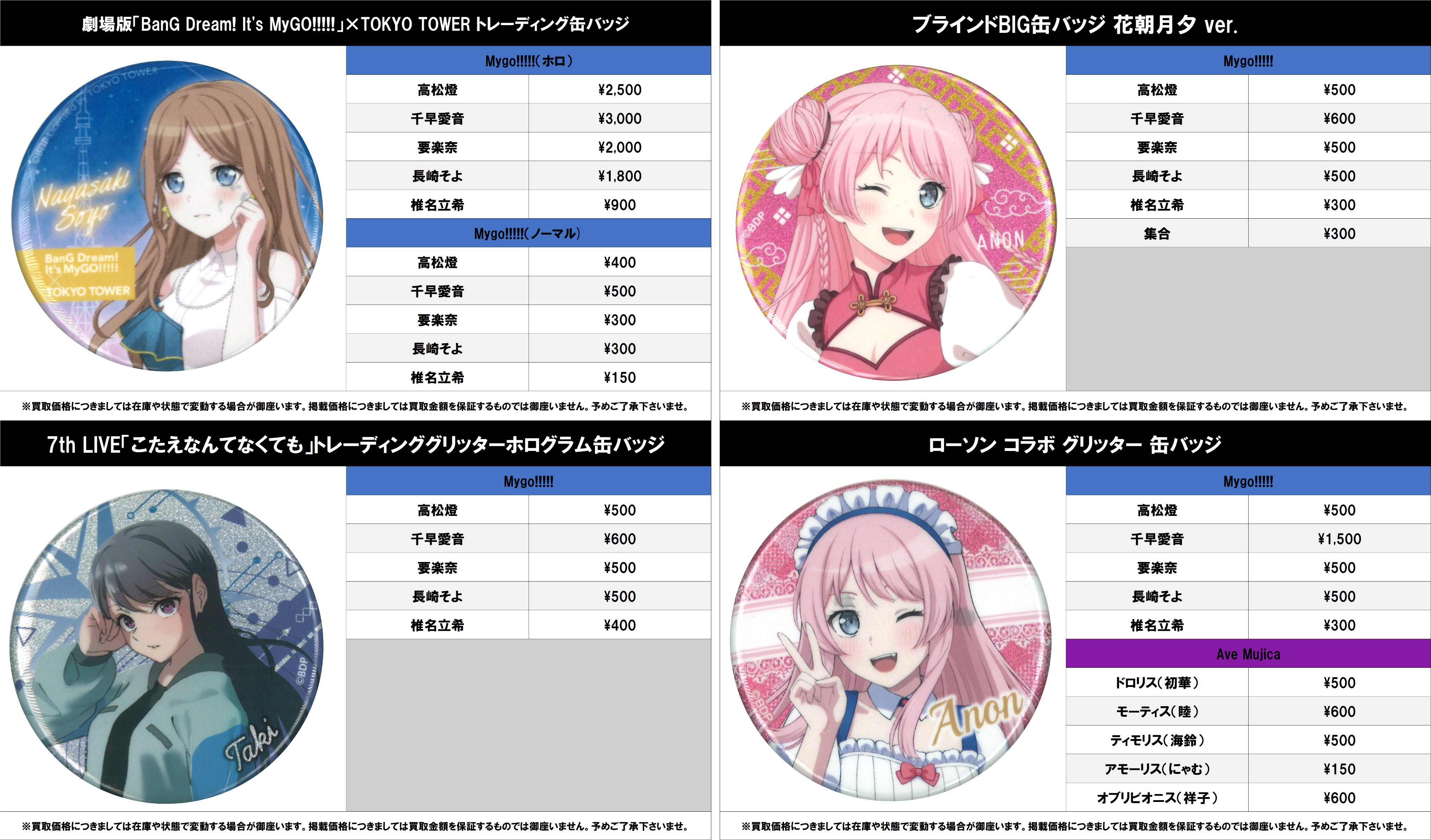 ローソン 缶バッジ 千早愛音 MyGO!!!!! Ave Mujica 12点