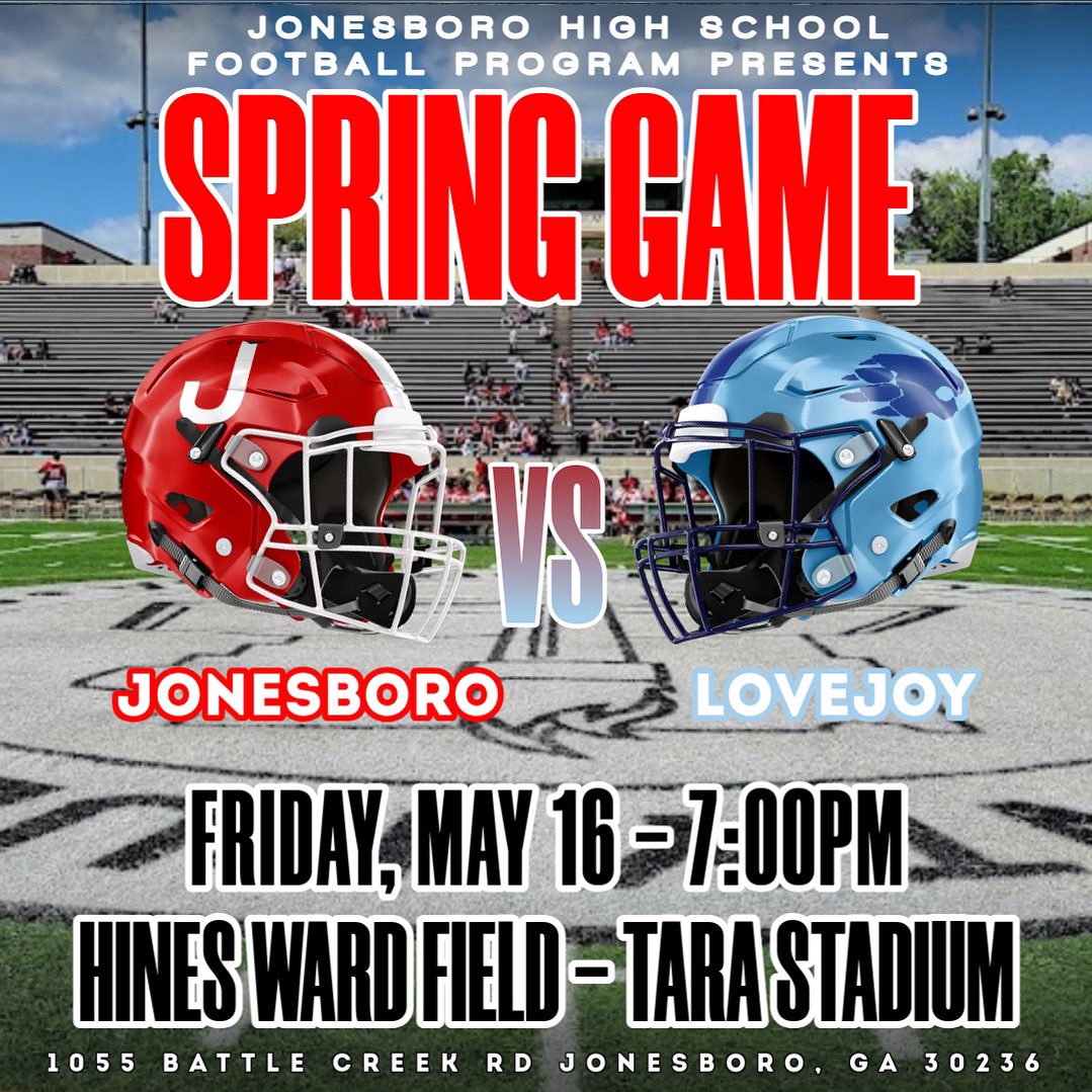 “COACHSYRUP🥞” Coach Darrian CarmichEAL (@coachcarmicheal) on Twitter photo 2025 SPRING FOOTBALL GAME 🏈
Jonesboro HS vs Lovejoy HS
📆 Friday, May 16, 2025
📍 Hines Ward Field - Tara Stadium
⏰ 7:00pm
🎟 LINK COMING SOON
🎥 LINK COMING SOON
Created by <a href="/carmichealcre8/">Carmicheal’s Creations 👨🏾🎨</a>
#CardinalNation #JonesboroU🧬 2025 SPRING FOOTBALL GAME 🏈
Jonesboro HS vs Lovejoy HS
📆 Friday, May 16, 2025
📍 Hines Ward Field - Tara Stadium
⏰ 7:00pm
🎟 LINK COMING SOON
🎥 LINK COMING SOON
Created by <a href="/carmichealcre8/">Carmicheal’s Creations 👨🏾🎨</a>
#CardinalNation #JonesboroU🧬