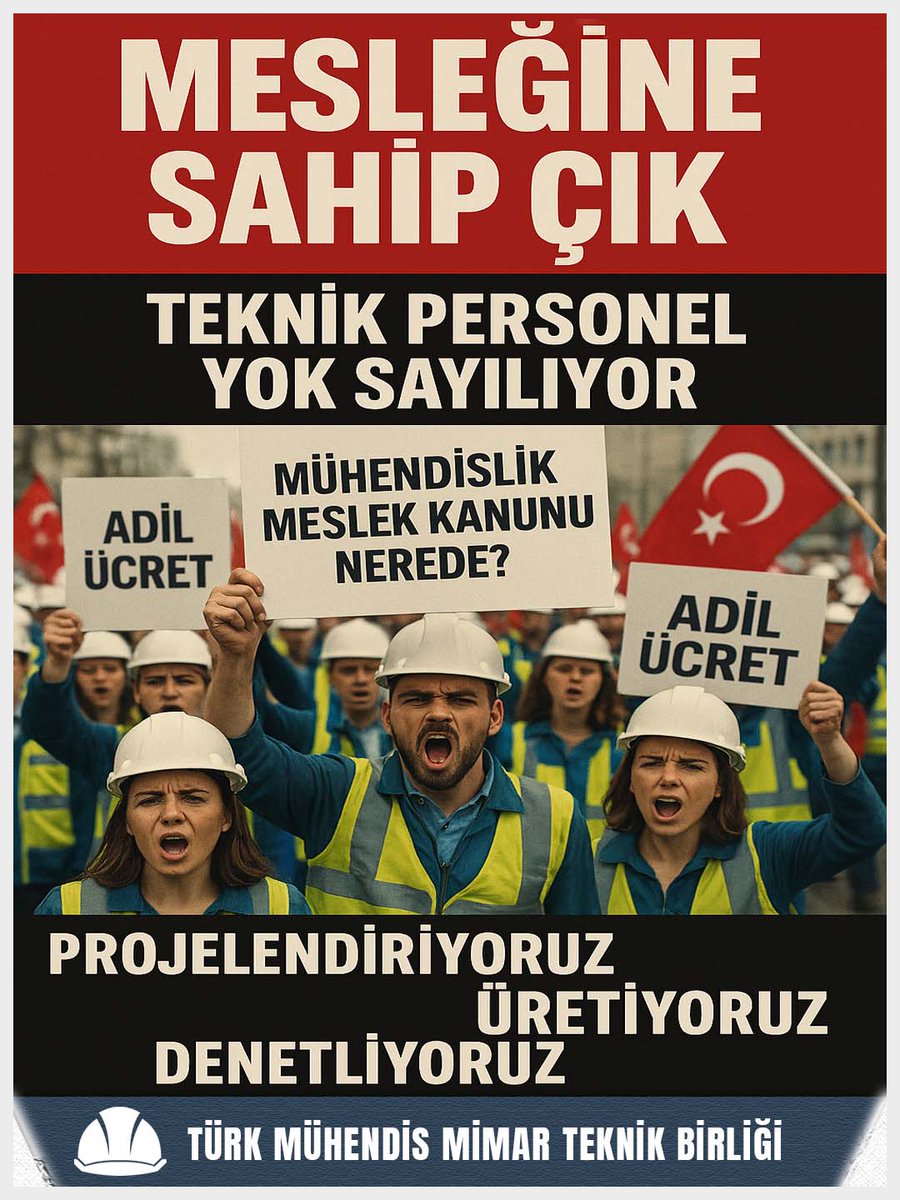 Mühendis ve mimar olmak, bir ülkenin geleceğini inşa etmektir. Peki ya bizim geleceğimiz? <a href="/TMM_BIRLIGI/">TÜRK MÜHENDİS MİMAR TEKNİK BİRLİĞİ</a> #KamuMuhendisiYoksayılıyor #Kamu #teknisyen