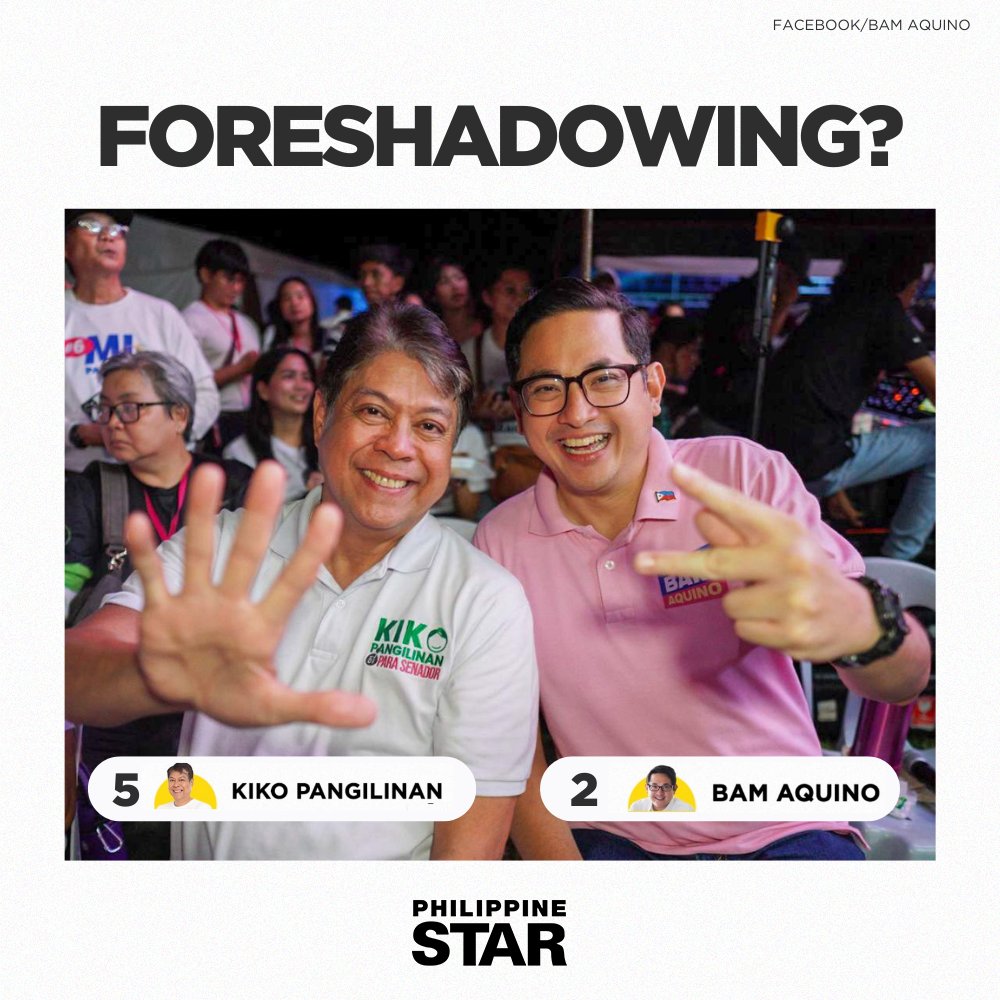 COINCIDENCE OR WAS IT A SIGN? ✨

This campaign photo of senatorial bets Kiko Pangilinan and Bam Aquino sets the internet abuzz as the #Election2025 results roll in.