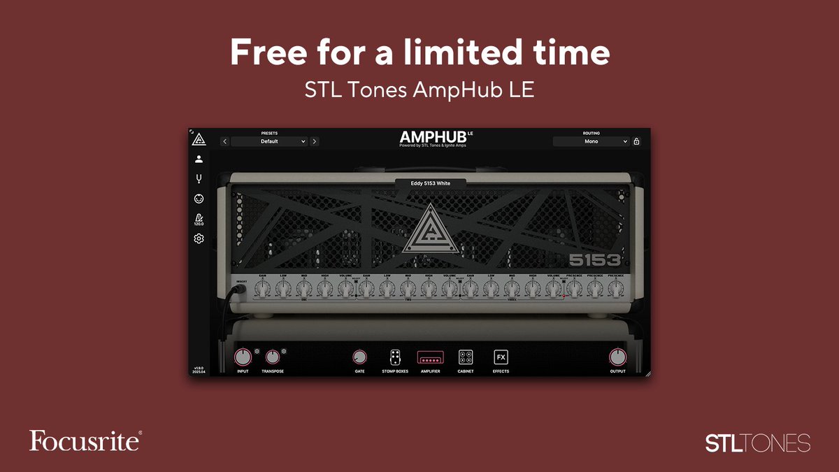 🎸 Don’t miss out on a FREE amp sim plugin! 🎸
 
We’ve teamed up with STL Tones to give all registered Focusrite and Novation hardware owners AmpHub LE for free – but only until 12th July 2025!
 
🎯 Claim your free license: bit.ly/stl-tones-amph…