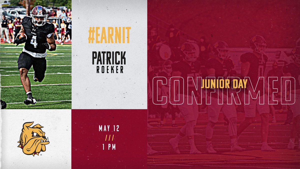Patrick Roeker (@patrick_roeker) on Twitter photo Super excited to be <a href="/UMD_Football/">UMD Football</a> today for a Junior day. Thank you <a href="/CoachDavis_UMD/">Austan Davis</a> for inviting me up to campus!! 🔴🟡
<a href="/raccoonfootball/">Raccoon Football</a> <a href="/PrepRedzoneWI/">Prep Redzone Wisconsin</a> <a href="/MJ_NFLDraft/">Mark Johnson</a> <a href="/OLMafia/">OL MAFIA</a> <a href="/WiOLGems/">Wisconsin OL Gems</a> <a href="/NWahlScouting/">Nate Wahl</a> <a href="/247Sports/">247Sports</a> Super excited to be <a href="/UMD_Football/">UMD Football</a> today for a Junior day. Thank you <a href="/CoachDavis_UMD/">Austan Davis</a> for inviting me up to campus!! 🔴🟡
<a href="/raccoonfootball/">Raccoon Football</a> <a href="/PrepRedzoneWI/">Prep Redzone Wisconsin</a> <a href="/MJ_NFLDraft/">Mark Johnson</a> <a href="/OLMafia/">OL MAFIA</a> <a href="/WiOLGems/">Wisconsin OL Gems</a> <a href="/NWahlScouting/">Nate Wahl</a> <a href="/247Sports/">247Sports</a>