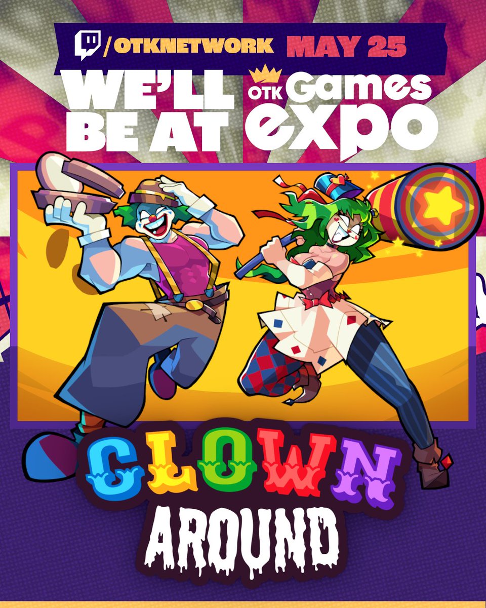 Real World Archon - CLOWN AROUND WISHLIST NOW! (@realworldarchon) on Twitter photo Clown Around will be at the OTK Games Expo on May 25! We've got a brand new trailer we're really excited to show off! Don't miss it!
#OTKGAMESEXPO
<a href="/OTKGamesExpo/">OTK Games Expo 👑</a> Clown Around will be at the OTK Games Expo on May 25! We've got a brand new trailer we're really excited to show off! Don't miss it!
#OTKGAMESEXPO
<a href="/OTKGamesExpo/">OTK Games Expo 👑</a>