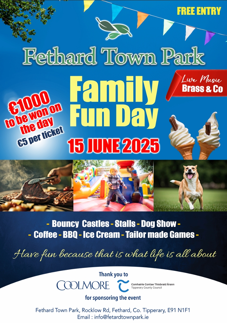 Fethard Town Park (@fethardtownpark) on Twitter photo <a href="/Fethardtownpark/">Fethard Town Park</a> Family Fun Day June 15th FREE ADMISSION anyone interested in holding a Stall Email info@fethardtownpark.ie Limited spaces available. <a href="/TheNationalist/">The Nationalist</a> <a href="/TippFmNews/">TippFMNews</a> <a href="/NenaghGuardian/">NenaghGuardian</a> <a href="/TipperaryLive/">TipperaryLive</a> <a href="/TippLib/">TippCoCoLibraries</a> <a href="/Fethardtownpark/">Fethard Town Park</a> Family Fun Day June 15th FREE ADMISSION anyone interested in holding a Stall Email info@fethardtownpark.ie Limited spaces available. <a href="/TheNationalist/">The Nationalist</a> <a href="/TippFmNews/">TippFMNews</a> <a href="/NenaghGuardian/">NenaghGuardian</a> <a href="/TipperaryLive/">TipperaryLive</a> <a href="/TippLib/">TippCoCoLibraries</a>