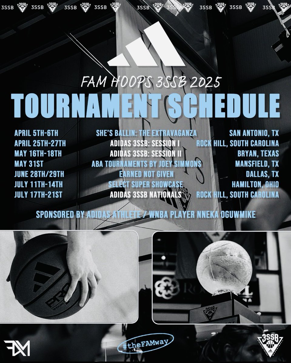 My updated summer schedule!!!
<a href="/FAMhoopsGbb/">FAM Hoops Girls 3SSB</a> 
<a href="/LawrencePaye/">Lawrence Paye Jr</a> 
<a href="/topathletemedia/">topathletesportsmedia</a> 
<a href="/3SSBGCircuit/">3Stripes Select Basketball Girls Circuit</a> 
<a href="/Coach_Cantwell/">Jason Cantwell</a>