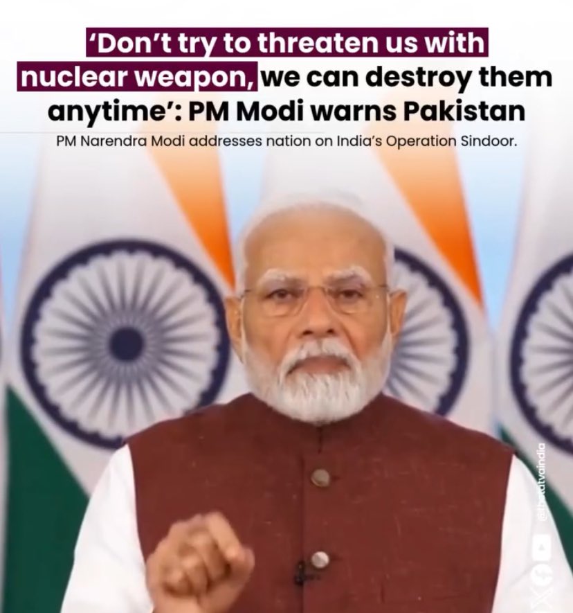 Sharmishta (@sharmishta__19) on Twitter photo Let me rephrase what <a href="/narendramodi/">Narendra Modi</a> ji said: Pakistan ki chaddi kholke unke gaand me bina lube ke Nuclear weapon ghusaneki shakti rakhte h hum, islie unke gidad bhapkio se nhi darenge!
PM, Army or desh ho toh esa wrna na hi ho bc🫡
JAI HIND, JAI BHARAT! 🇮🇳 Let me rephrase what <a href="/narendramodi/">Narendra Modi</a> ji said: Pakistan ki chaddi kholke unke gaand me bina lube ke Nuclear weapon ghusaneki shakti rakhte h hum, islie unke gidad bhapkio se nhi darenge!
PM, Army or desh ho toh esa wrna na hi ho bc🫡
JAI HIND, JAI BHARAT! 🇮🇳