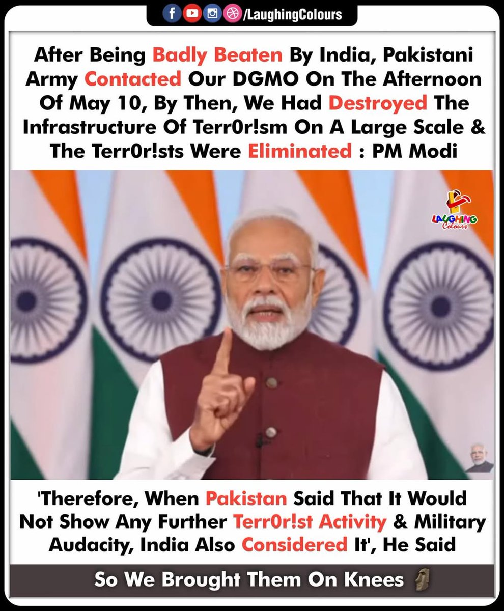 LaughingColours's tweet image. Dropped to their knees 🥾

#PMModiSpeech #PakistanReply #IndiaFightsBack #TerrorInfrastructureDown #IndianArmyPower #BoldResponse
