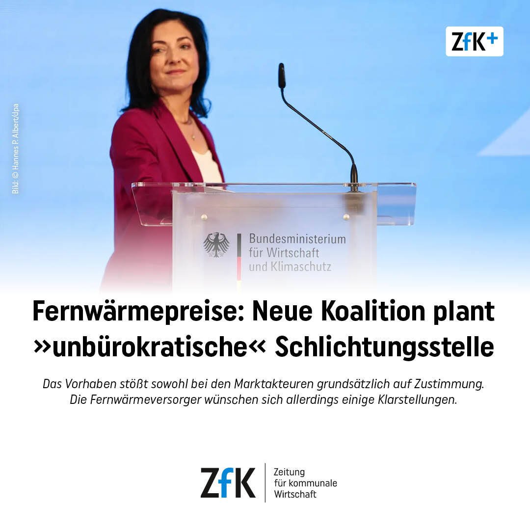 Die geplante Schlichtungsstelle für den Fernwärmemarkt findet Zustimmung. Union und SPD wollen mehr Transparenz – Details bleiben offen.

Mehr dazu hier mit ZfK+ : eu1.hubs.ly/H0j_Bdt0

#Fernwärme #Preisaufsicht #Schlichtungsstelle #Transparenz #Energiepolitik